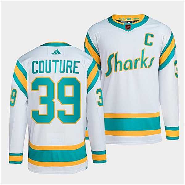 Men%27s San Jose Sharks #39 Logan Couture White 2022 Reverse Retro Stitched Jersey Dzhi->seattle kraken->NHL Jersey
